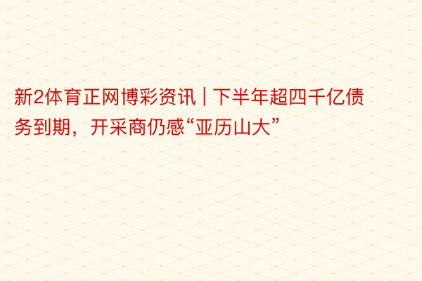 新2体育正网博彩资讯 | 下半年超四千亿债务到期，开采商仍感“亚历山大”