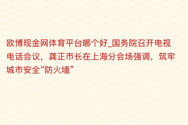 欧博现金网体育平台哪个好_国务院召开电视电话会议，龚正市长在上海分会场强调，筑牢城市安全“防火墙”