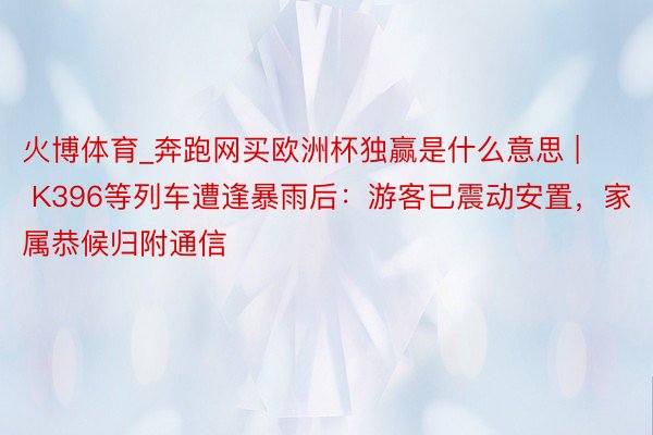 火博体育_奔跑网买欧洲杯独赢是什么意思 | K396等列车遭逢暴雨后：游客已震动安置，家属恭候归附通信